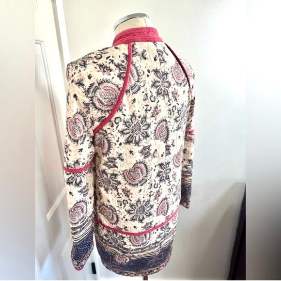 Free People Floral and Denim Utility Jacket with Red Trim - Picture 6 of 10
